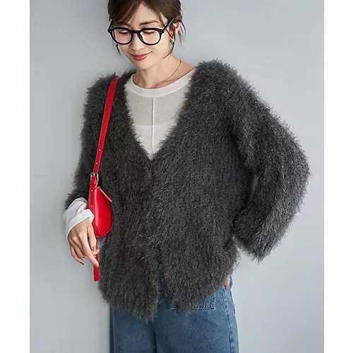 【スタイルデリ/STYLE DELI】の【LUXE】フェザーヤーンカーディガン インテリア・キッズ・メンズ・レディースファッション・服の通販 founy(ファニー) 　ファッション　Fashion　レディースファッション　Fashion for Women　トップス・カットソー　Cut & Sew Tops　カーディガン・羽織り　Layered Style Cardigans　エアリー　Airy Texture　カーディガン　Cardigan, Knitwear　バランス　Balance, Style Balance　フェザーヤーン　Feather Yarn, Fluffy Yarn　フロント　Front, Front Design　ブルゾン　Blouson, Bomber Jacket　ライダース　Riders　ワイド　Wide, Wide Fit　冬　Winter / This Winter　チャコール|ID: prp329100004784700 ipo3291000000034735087