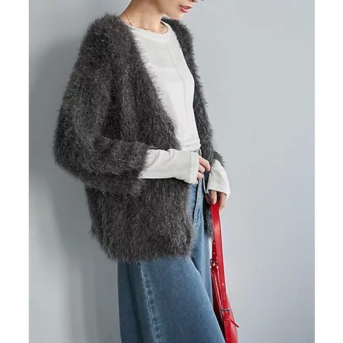 【スタイルデリ/STYLE DELI】の【LUXE】フェザーヤーンカーディガン 人気、トレンドファッション・服の通販 founy(ファニー) 　ファッション　Fashion　レディースファッション　Fashion for Women　トップス・カットソー　Cut & Sew Tops　カーディガン・羽織り　Layered Style Cardigans　エアリー　Airy Texture　カーディガン　Cardigan, Knitwear　バランス　Balance, Style Balance　フェザーヤーン　Feather Yarn, Fluffy Yarn　フロント　Front, Front Design　ブルゾン　Blouson, Bomber Jacket　ライダース　Riders　ワイド　Wide, Wide Fit　冬　Winter / This Winter　other-3|ID: prp329100004784700 ipo3291000000034735093