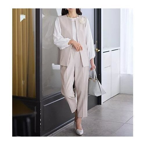 【エニー/ANY】の【3SET】きちんと見え3点コーデセット(ブラウス+ジレ+パンツ) インテリア・キッズ・メンズ・レディースファッション・服の通販 founy(ファニー) 　ファッション　Fashion　レディースファッション　Fashion for Women　アウター　Coat / Outerwear Collection　洗える　Machine Washable　ストレッチ　Stretch, Stretchy Fabric　スリーブ　Sleeve, Long Sleeve / Short Sleeve　センター　Center, Center Line　テーパード　Tapered, Tapered Pants　定番　Standard, Basic Item　バランス　Balance, Style Balance　セレモニー　Ceremony　ビジネス 仕事 通勤　Business / Work / Commuting　ベージュ|ID: prp329100004787042 ipo3291000000034745240