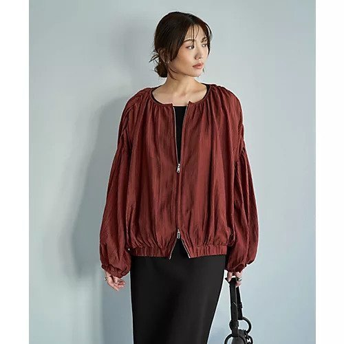 【スタイルデリ/STYLE DELI】の便利な楊柳ブラウスブルゾン インテリア・キッズ・メンズ・レディースファッション・服の通販 founy(ファニー) 　ファッション　Fashion　レディースファッション　Fashion for Women　アウター　Coat / Outerwear Collection　ブルゾンジャケット・スポーティアウター　Blouson Jackets　トップス・カットソー　Cut & Sew Tops　シャツ・ブラウス・オフィスカジュアル　Elegant Blouses & Button-Ups　イエロー　Yellow　カットソー　Cut and Sewn Top　カーディガン　Cardigan, Knitwear　軽量　Lightweight, Ultra Light　サロペット　Overalls, Salopette　シルバー　Silver, Metallic Silver　スリット　Slit, Slit Detail　ダブル　Double, Double-Breasted　人気　Popular, Best Seller　長袖　Long Sleeve, Full Sleeve　バランス　Balance, Style Balance　バルーン　Balloon, Balloon Silhouette　フロント　Front, Front Design　ブルゾン　Blouson, Bomber Jacket　ポケット　Pocket, Pocket Detail　冬　Winter / This Winter　夏　Summer　旅行　Travel　バーガンディ|ID: prp329100004787144 ipo3291000000034745840