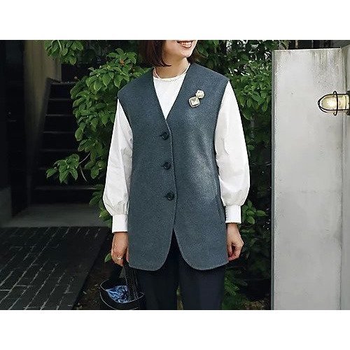 【アワーホーム/OURHOME】の【LEE別注】上質素材のあったかウールベスト 人気、トレンドファッション・服の通販 founy(ファニー) 　ファッション　Fashion　レディースファッション　Fashion for Women　アウター　Coat / Outerwear Collection　トップス・カットソー　Cut & Sew Tops　ベスト&ジレ / 重ね着スタイル　Vests & Gilets　スリット　Slit, Slit Detail　ベスト　Vest, Waistcoat　ポケット　Pocket, Pocket Detail　冬　Winter / This Winter　別注　Limited Edition, Custom Order　防寒　Cold Protection, Winter-Ready　other-3|ID: prp329100004789358 ipo3291000000035904546