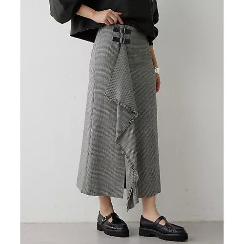 【ウィムガゼット/Whim Gazette】のチェックフリンジスカート インテリア・キッズ・メンズ・レディースファッション・服の通販 founy(ファニー) 　ファッション　Fashion　レディースファッション　Fashion for Women　スカート　Skirts　クラシカル　Classical, Vintage-Inspired　シンプル　Simple, Minimal　タイトスカート　Pencil Skirt, Tight Skirt　チェック　Check, Plaid, Tartan　ドレープ　Drape, Draping Fabric　パープル　Purple, Violet　フリンジ　Fringe, Tassel　A/W・秋冬　Autumn/Winter　エレガント 上品　Elegant　2025年　2025　2025-2026秋冬・A/W　Autumn/Winter 2025–26 AW25–26　ブラック|ID: prp329100004789378 ipo3291000000034755530