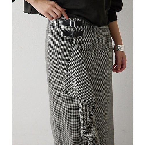 【ウィムガゼット/Whim Gazette】のチェックフリンジスカート 人気、トレンドファッション・服の通販 founy(ファニー) 　ファッション　Fashion　レディースファッション　Fashion for Women　スカート　Skirts　クラシカル　Classical, Vintage-Inspired　シンプル　Simple, Minimal　タイトスカート　Pencil Skirt, Tight Skirt　チェック　Check, Plaid, Tartan　ドレープ　Drape, Draping Fabric　パープル　Purple, Violet　フリンジ　Fringe, Tassel　A/W・秋冬　Autumn/Winter　エレガント 上品　Elegant　2025年　2025　2025-2026秋冬・A/W　Autumn/Winter 2025–26 AW25–26　other-3|ID: prp329100004789378 ipo3291000000034755541