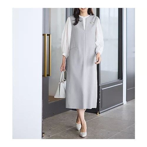 【エニー/ANY】のキーネックジャンスカ インテリア・キッズ・メンズ・レディースファッション・服の通販 founy(ファニー) ファッション Fashion レディースファッション Fashion for Women インナー Innerwear 洗える Machine Washable カットソー Cut and Sewn Top ストレッチ Stretch, Stretchy Fabric ミックス Mix, Mixed Style リブニット Rib Knit, Ribbed Knit ワイド Wide, Wide Fit おすすめ Recommended / Our Picks エレガント 上品 Elegant セレモニー Ceremony シャンブレーグレー|ID: prp329100004789393 ipo3291000000034755641