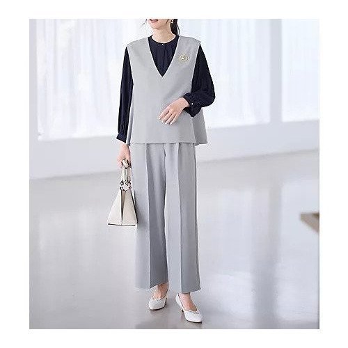 【エニー/ANY】の【2SET】ハンサムジレ ワイドパンツセット インテリア・キッズ・メンズ・レディースファッション・服の通販 founy(ファニー) 　ファッション　Fashion　レディースファッション　Fashion for Women　アウター　Coat / Outerwear Collection　インナー　Innerwear　洗える　Machine Washable　ストレッチ　Stretch, Stretchy Fabric　セットアップ　Set-Up, Coordinated Outfit　センター　Center, Center Line　ミックス　Mix, Mixed Style　ワイド　Wide, Wide Fit　おすすめ　Recommended / Our Picks　エレガント 上品　Elegant　セレモニー　Ceremony　シャンブレーグレー|ID: prp329100004789410 ipo3291000000034755797