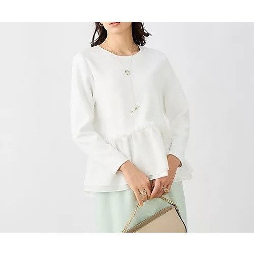 【ノーリーズソフィー/NOLLEY'S sophi】の《セットアップ対応》ウォッシャブルダンボール オーガンジーペプラムプルオーバー インテリア・キッズ・メンズ・レディースファッション・服の通販 founy(ファニー) ファッション Fashion レディースファッション Fashion for Women トップス・カットソー Cut & Sew Tops カジュアルプルオーバー・ニットトップス Pullovers & Knit Tops / Casual Pullovers 2026年 2026 おすすめ Recommended / Our Picks オーガンジー Organza Fabric ストレッチ Stretch, Stretchy Fabric セットアップ Set-Up, Coordinated Outfit デニム Denim, Jeans Material ホワイト|ID: prp329100004789635 ipo3291000000034757283