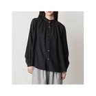 【ミディウミ/MidiUmi】のフリルカラーギャザーネックシャツ ブラック|ID: prp329100004789642 ipo3291000000034757359