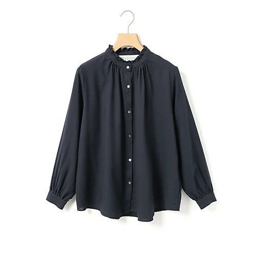 【ミディウミ/MidiUmi】のフリルカラーギャザーネックシャツ インテリア・キッズ・メンズ・レディースファッション・服の通販 founy(ファニー) ファッション Fashion レディースファッション Fashion for Women トップス・カットソー Cut & Sew Tops シャツ・ブラウス・オフィスカジュアル Elegant Blouses & Button-Ups おすすめ Recommended / Our Picks シンプル Simple, Minimal フリル Frill, Ruffle 人気 Popular, Best Seller 今季 This Season, Current Season 再入荷 Restock / Back in Stock 定番 Standard, Basic Item ネイビー|ID: prp329100004789642 ipo3291000000034757361