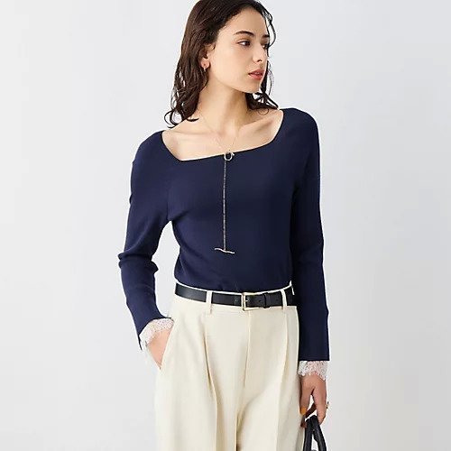 【ノーリーズソフィー/NOLLEY'S sophi】の《手洗い可能》袖口レース取り外し可総針スクエアネックプルオーバー インテリア・キッズ・メンズ・レディースファッション・服の通販 founy(ファニー) https://founy.com/ ファッション Fashion レディースファッション Fashion for Women トップス・カットソー Cut & Sew Tops カジュアルプルオーバー・ニットトップス Pullovers & Knit Tops / Casual Pullovers 2026年 2026 インナー Innerwear シンプル Simple, Minimal ジャケット Jacket, Outerwear スクエア Square, Square Shape トレンド Trend, Trending Now ラッセル Raschel, Raschel Lace レース Lace, Lace Fabric |ID: prp329100004789645 ipo3291000000034757380