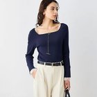 【ノーリーズソフィー/NOLLEY'S sophi】の《手洗い可能》袖口レース取り外し可総針スクエアネックプルオーバー ダークネイビー|ID: prp329100004789645 ipo3291000000034757381