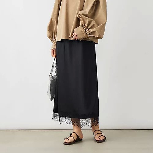 【ノーリーズソフィー/NOLLEY'S sophi】のウォッシャブル裾レースサテンナロースカート 人気、トレンドファッション・服の通販 founy(ファニー) 　ファッション　Fashion　レディースファッション　Fashion for Women　スカート　Skirts　2026年　2026　ウォッシャブル　Machine Washable　サテン　Satin, Glossy Fabric　ストレッチ　Stretch, Stretchy Fabric　ドレープ　Drape, Draping Fabric　ドローコード　Drawcord, Drawstring Cord　レース　Lace, Lace Fabric　ヴィンテージ　Vintage Style　エレガント 上品　Elegant　 other-1|ID: prp329100004789651 ipo3291000000034757418