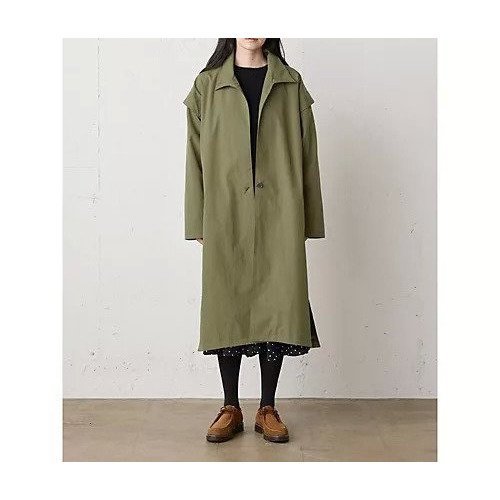 【ミディウミ/MidiUmi】のスタンドカラーコート インテリア・キッズ・メンズ・レディースファッション・服の通販 founy(ファニー) 　ファッション　Fashion　レディースファッション　Fashion for Women　アウター　Coat / Outerwear Collection　コート・ロングコート・ピーコート　Long Coats, Peacoats & More　ショルダー　Shoulder, Shoulder Strap　スタンド　Stand Collar, Upright Stand　ドロップ　Drop Shoulder, Dropped Style　ビッグ　Big, Oversized　ワーク　Workwear, Utility Style　カーキ|ID: prp329100004789699 ipo3291000000034758648