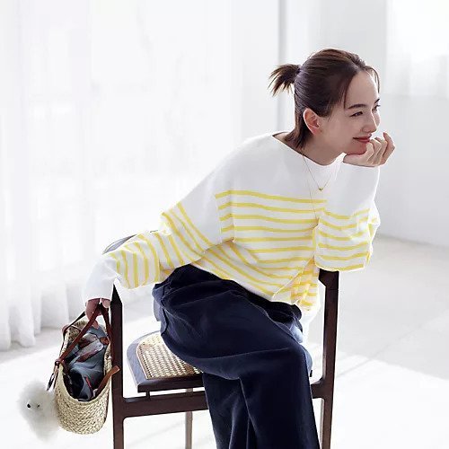 【トゥエルブクローゼット/12closet】の【洗える】ボートネックボーダーニット 人気、トレンドファッション・服の通販 founy(ファニー) 　ファッション　Fashion　レディースファッション　Fashion for Women　トップス・カットソー　Cut & Sew Tops　ニット　Knit Tops & Sweaters　おすすめ　Recommended / Our Picks　イエロー　Yellow　カットソー　Cut and Sewn Top　スリット　Slit, Slit Detail　ボーダー　Border, Stripe　ワイド　Wide, Wide Fit　定番　Standard, Basic Item　春　Spring　洗える　Machine Washable　other-2|ID: prp329100004791496 ipo3291000000036271384