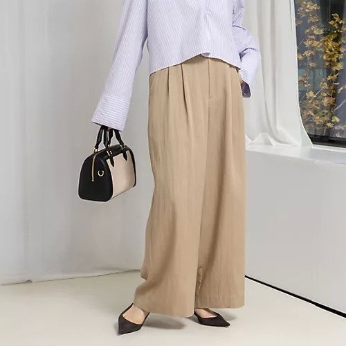 【ノーリーズ/NOLLEY'S】の【WEB&一部店舗限定サイズアイテム】ウォッシャブルセルロースワイドパンツ インテリア・キッズ・メンズ・レディースファッション・服の通販 founy(ファニー) ファッション Fashion レディースファッション Fashion for Women パンツ Pants & Trousers 2026年 2026 パターン Pattern, Design Print フロント Front, Front Design ワイド Wide, Wide Fit ベージュ|ID: prp329100004791520 ipo3291000000034767229