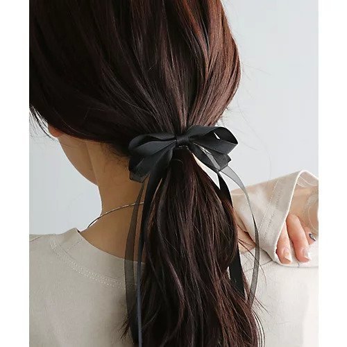 【コレカラ/collecala】のレイヤードスリムリボンヘアカフ/ヘアフック インテリア・キッズ・メンズ・レディースファッション・服の通販 founy(ファニー) 　ファッション　Fashion　レディースファッション　Fashion for Women　オーガンジー　Organza Fabric　サテン　Satin, Glossy Fabric　ドレス　Dress, One-Piece　ベーシック　Basic, Essential　リボン　Ribbon, Bow　ブラック|ID: prp329100004791529 ipo3291000000034767311
