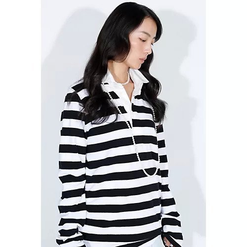 【マディソンブルー/MADISONBLUE】のSLIM FIT RUGBY SHIRT COTTON BORDER 人気、トレンドファッション・服の通販 founy(ファニー) ファッション Fashion レディースファッション Fashion for Women トップス・カットソー Cut & Sew Tops シャツ・ブラウス・オフィスカジュアル Elegant Blouses & Button-Ups パール Pearl, Pearl Accent フェミニン Feminine, Girly other-2|ID: prp329100004793094 ipo3291000000034796997