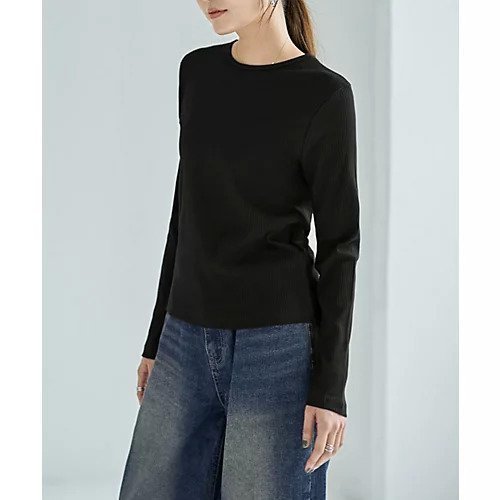 【スタイルデリ/STYLE DELI】の敏感肌対策 中に着るコットンカットソートップス インテリア・キッズ・メンズ・レディースファッション・服の通販 founy(ファニー) 　ファッション　Fashion　レディースファッション　Fashion for Women　トップス・カットソー　Cut & Sew Tops　カットソー・ベーシックTシャツ　Cut-and-Sewn Tops / Stretch Tees & Basics　イエロー　Yellow　インナー　Innerwear　カットソー　Cut and Sewn Top　サロペット　Overalls, Salopette　ジャケット　Jacket, Outerwear　ストレート　Straight, Straight Cut　スリット　Slit, Slit Detail　デコルテ　Décolleté, Neckline　定番　Standard, Basic Item　長袖　Long Sleeve, Full Sleeve　防寒　Cold Protection, Winter-Ready　ブラック|ID: prp329100004796181 ipo3291000000034796849