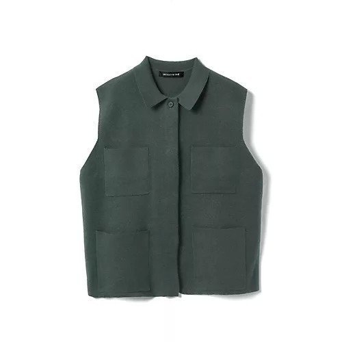 【ミズイロ インド/mizuiro ind】の襟付きワイドベスト インテリア・キッズ・メンズ・レディースファッション・服の通販 founy(ファニー) 　ファッション　Fashion　レディースファッション　Fashion for Women　アウター　Coat / Outerwear Collection　トップス・カットソー　Cut & Sew Tops　ベスト&ジレ / 重ね着スタイル　Vests & Gilets　おすすめ　Recommended / Our Picks　セットアップ　Set-Up, Coordinated Outfit　フロント　Front, Front Design　ベスト　Vest, Waistcoat　ポケット　Pocket, Pocket Detail　ミラノリブ　Milano Rib, Milano Stitch　ワイド　Wide, Wide Fit　カーキ|ID: prp329100004798575 ipo3291000000034816545
