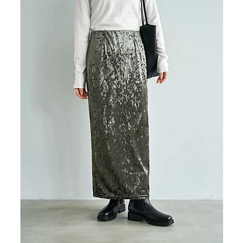 【スタイルデリ/STYLE DELI】のクラッシュベロア伸縮ストレートスカート 人気、トレンドファッション・服の通販 founy(ファニー) 　ファッション　Fashion　レディースファッション　Fashion for Women　スカート　Skirts　イエロー　Yellow　クラッシュ　Distressed, Crashed Style　ストレート　Straight, Straight Cut　スリット　Slit, Slit Detail　なめらか　Smooth, Silky Texture　パール　Pearl, Pearl Accent　フォルム　Silhouette, Form　ベロア　Velour, Soft Velvet　ポケット　Pocket, Pocket Detail　無地　Plain, Solid Color　ランダム　Random, Irregular　ループ　Loop, Loop Knit　ロング　Long, Long-Length　 other-1|ID: prp329100004798585 ipo3291000000034816605