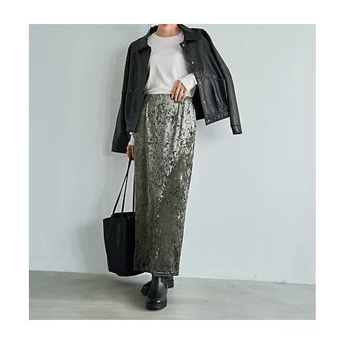 【スタイルデリ/STYLE DELI】のクラッシュベロア伸縮ストレートスカート 人気、トレンドファッション・服の通販 founy(ファニー) 　ファッション　Fashion　レディースファッション　Fashion for Women　スカート　Skirts　イエロー　Yellow　クラッシュ　Distressed, Crashed Style　ストレート　Straight, Straight Cut　スリット　Slit, Slit Detail　なめらか　Smooth, Silky Texture　パール　Pearl, Pearl Accent　フォルム　Silhouette, Form　ベロア　Velour, Soft Velvet　ポケット　Pocket, Pocket Detail　無地　Plain, Solid Color　ランダム　Random, Irregular　ループ　Loop, Loop Knit　ロング　Long, Long-Length　other-2|ID: prp329100004798585 ipo3291000000034816610