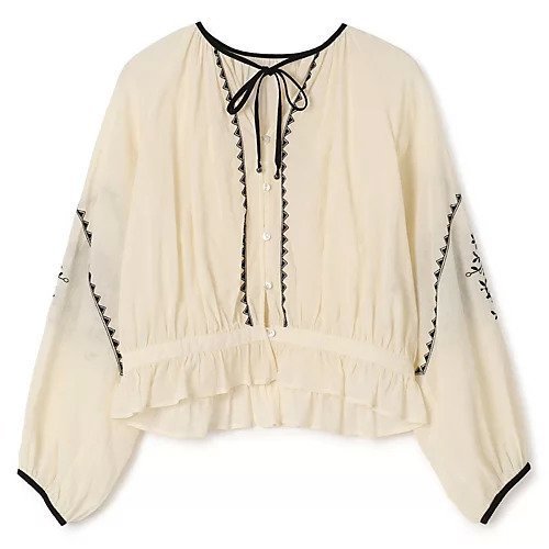 【シンゾーン/Shinzone】のEMBROIDERED BLOUSE インテリア・キッズ・メンズ・レディースファッション・服の通販 founy(ファニー) ファッション Fashion レディースファッション Fashion for Women ギャザー Gathered, Ruffled デニム Denim, Jeans Material ECRU|ID: prp329100004800051 ipo3291000000034825326