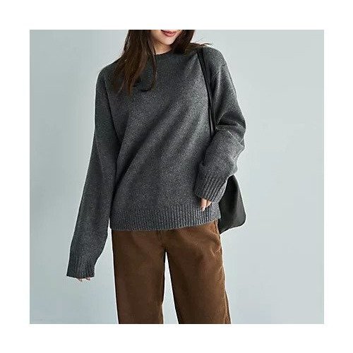 【スタイルデリ/STYLE DELI】のウール混クルーネックニットプルオーバー インテリア・キッズ・メンズ・レディースファッション・服の通販 founy(ファニー) 　ファッション　Fashion　レディースファッション　Fashion for Women　トップス・カットソー　Cut & Sew Tops　ニット　Knit Tops & Sweaters　カジュアルプルオーバー・ニットトップス　Pullovers & Knit Tops / Casual Pullovers　シンプル　Simple, Minimal　ストレート　Straight, Straight Cut　スリット　Slit, Slit Detail　長袖　Long Sleeve, Full Sleeve　フォルム　Silhouette, Form　グレー|ID: prp329100004800068 ipo3291000000034825453