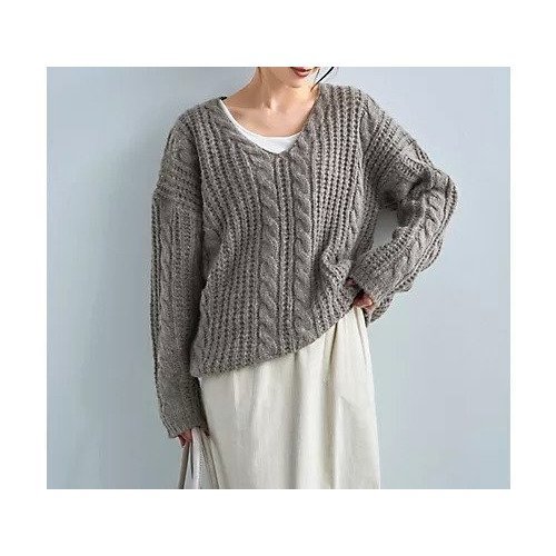 【スタイルデリ/STYLE DELI】のざっくりケーブル編みVネックニット 人気、トレンドファッション・服の通販 founy(ファニー) ファッション Fashion レディースファッション Fashion for Women トップス・カットソー Cut & Sew Tops ニット Knit Tops & Sweaters Vネックトップス V-Neck Tops / V-Cut Neckline Shirts 軽量 Lightweight, Ultra Light ジャケット Jacket, Outerwear ストライプ Stripe, Striped Pattern ストレート Straight, Straight Cut スリット Slit, Slit Detail タートル Turtleneck, Turtle Collar デコルテ Décolleté, Neckline デニム Denim, Jeans Material 長袖 Long Sleeve, Full Sleeve 冬 Winter / This Winter other-1|ID: prp329100004800069 ipo3291000000034825463