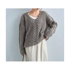 【スタイルデリ/STYLE DELI】のざっくりケーブル編みVネックニット モカグレー|ID:prp329100004800069