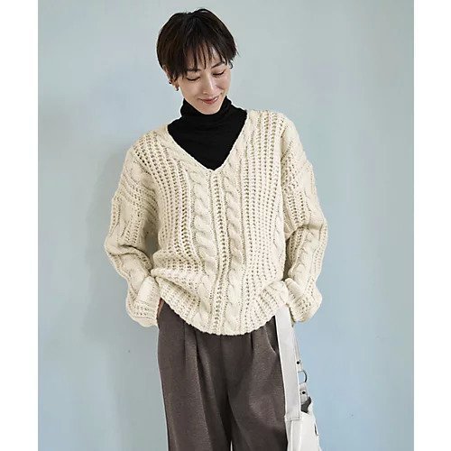 【スタイルデリ/STYLE DELI】のざっくりケーブル編みVネックニット 人気、トレンドファッション・服の通販 founy(ファニー) ファッション Fashion レディースファッション Fashion for Women トップス・カットソー Cut & Sew Tops ニット Knit Tops & Sweaters Vネックトップス V-Neck Tops / V-Cut Neckline Shirts 軽量 Lightweight, Ultra Light ジャケット Jacket, Outerwear ストライプ Stripe, Striped Pattern ストレート Straight, Straight Cut スリット Slit, Slit Detail タートル Turtleneck, Turtle Collar デコルテ Décolleté, Neckline デニム Denim, Jeans Material 長袖 Long Sleeve, Full Sleeve 冬 Winter / This Winter other-2|ID: prp329100004800069 ipo3291000000034825469