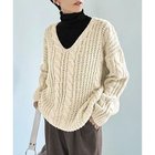 【スタイルデリ/STYLE DELI】のざっくりケーブル編みVネックニット アイボリー|ID: prp329100004800069 ipo3291000000036304055