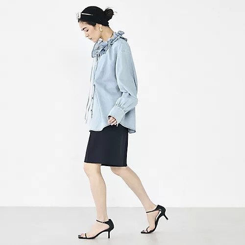 【リエミラー/Rie Miller】の【RM denim】フリルギャザーデニムブラウス 人気、トレンドファッション・服の通販 founy(ファニー) 　ファッション　Fashion　レディースファッション　Fashion for Women　トップス・カットソー　Cut & Sew Tops　シャツ・ブラウス・オフィスカジュアル　Elegant Blouses & Button-Ups　2026年　2026　おすすめ　Recommended / Our Picks　キャミソール　Camisole, Spaghetti Strap Top　ギャザー　Gathered, Ruffled　スウェット / スエット　Sweatshirt, Sweatwear　タンク　Tank Top, Sleeveless Top　デニム　Denim, Jeans Material　フリル　Frill, Ruffle　夏　Summer　春　Spring　A/W・秋冬　Autumn/Winter　羽織　Haori, Light Jacket　other-3|ID: prp329100004800214 ipo3291000000034826713