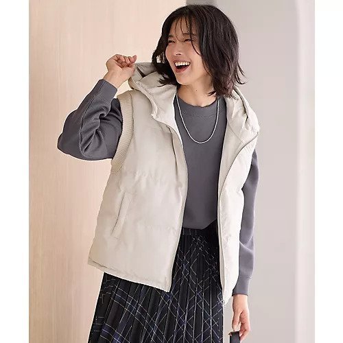【エニー/ANY】のハイブリットベスト インテリア・キッズ・メンズ・レディースファッション・服の通販 founy(ファニー) 　ファッション　Fashion　レディースファッション　Fashion for Women　アウター　Coat / Outerwear Collection　トップス・カットソー　Cut & Sew Tops　ベスト&ジレ / 重ね着スタイル　Vests & Gilets　インナー　Innerwear　スピンドル　Spindle, Drawcord　ベスト　Vest, Waistcoat　畦　Ribbed Knit　サンドベージュ|ID: prp329100004802756 ipo3291000000034845382
