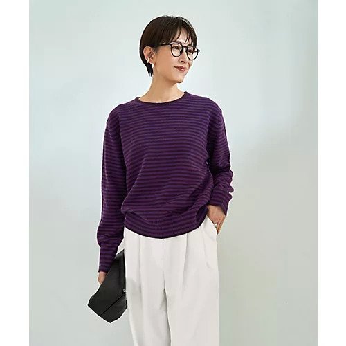 【スタイルデリ/STYLE DELI】の【LUXE】カラーボーダーウールニット インテリア・キッズ・メンズ・レディースファッション・服の通販 founy(ファニー) ファッション Fashion レディースファッション Fashion for Women トップス・カットソー Cut & Sew Tops ニット Knit Tops & Sweaters カットソー Cut and Sewn Top サロペット Overalls, Salopette シンプル Simple, Minimal ジャケット Jacket, Outerwear ストレート Straight, Straight Cut スリット Slit, Slit Detail トリミング Trimming, Decorative Edge 長袖 Long Sleeve, Full Sleeve パープル Purple, Violet ボーダー Border, Stripe ミックス Mix, Mixed Style ミドル Middle Length, Mid Height 無地 Plain, Solid Color エレガント 上品 Elegant パープルミックス|ID: prp329100004807416 ipo3291000000034885377