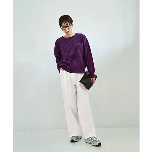 【スタイルデリ/STYLE DELI】の【LUXE】カラーボーダーウールニット 人気、トレンドファッション・服の通販 founy(ファニー) ファッション Fashion レディースファッション Fashion for Women トップス・カットソー Cut & Sew Tops ニット Knit Tops & Sweaters カットソー Cut and Sewn Top サロペット Overalls, Salopette シンプル Simple, Minimal ジャケット Jacket, Outerwear ストレート Straight, Straight Cut スリット Slit, Slit Detail トリミング Trimming, Decorative Edge 長袖 Long Sleeve, Full Sleeve パープル Purple, Violet ボーダー Border, Stripe ミックス Mix, Mixed Style ミドル Middle Length, Mid Height 無地 Plain, Solid Color エレガント 上品 Elegant other-2|ID: prp329100004807416 ipo3291000000034885380