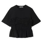 【セシリー バンセン/CECILIE BAHNSEN】のVILDE T-SHIRT JERSEY 人気、トレンドファッション・服の通販 founy(ファニー) ファッション Fashion レディースファッション Fashion for Women トップス・カットソー Cut & Sew Tops シャツ・ブラウス・オフィスカジュアル Elegant Blouses & Button-Ups ロングTシャツ・Tシャツ Longline T-Shirts & Tees ギャザー Gathered, Ruffled コンパクト Compact, Small Size フリル Frill, Ruffle ペプラム Peplum, Flared Hem ボトム Bottoms, Lower Wear 洗える Machine Washable thumbnail BLACK|ID: prp329100004808657 ipo3291000000035904793