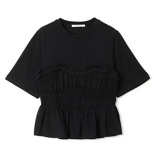 【セシリー バンセン/CECILIE BAHNSEN】のVILDE T-SHIRT JERSEY インテリア・キッズ・メンズ・レディースファッション・服の通販 founy(ファニー) ファッション Fashion レディースファッション Fashion for Women トップス・カットソー Cut & Sew Tops シャツ・ブラウス・オフィスカジュアル Elegant Blouses & Button-Ups ロングTシャツ・Tシャツ Longline T-Shirts & Tees ギャザー Gathered, Ruffled コンパクト Compact, Small Size フリル Frill, Ruffle ペプラム Peplum, Flared Hem ボトム Bottoms, Lower Wear 洗える Machine Washable BLACK|ID: prp329100004808657 ipo3291000000035904793