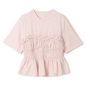 【セシリー バンセン/CECILIE BAHNSEN】のVILDE T-SHIRT JERSEY 人気、トレンドファッション・服の通販 founy(ファニー) ファッション Fashion レディースファッション Fashion for Women トップス・カットソー Cut & Sew Tops シャツ・ブラウス・オフィスカジュアル Elegant Blouses & Button-Ups ロングTシャツ・Tシャツ Longline T-Shirts & Tees ギャザー Gathered, Ruffled コンパクト Compact, Small Size フリル Frill, Ruffle ペプラム Peplum, Flared Hem ボトム Bottoms, Lower Wear 洗える Machine Washable |ID:prp329100004808657