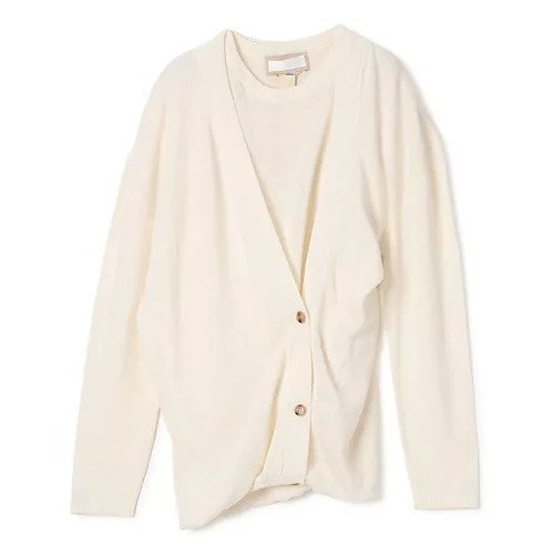 【リトコフスカヤ/LITKOVSKA】のLayered Knit Cardigan 人気、トレンドファッション・服の通販 founy(ファニー) 　ファッション　Fashion　レディースファッション　Fashion for Women　トップス・カットソー　Cut & Sew Tops　ニット　Knit Tops & Sweaters　カーディガン・羽織り　Layered Style Cardigans　アシンメトリー　Asymmetrical Style　カーディガン　Cardigan, Knitwear　ドレープ　Drape, Draping Fabric　リネン　Linen, Linen Fabric　 other-1|ID: prp329100004808679 ipo3291000000035904864