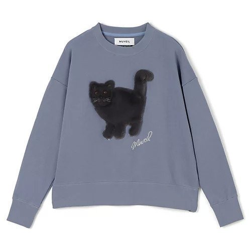 【ミュベール/MUVEIL】のネコ裏毛裏毛プルオーバー インテリア・キッズ・メンズ・レディースファッション・服の通販 founy(ファニー) 　ファッション　Fashion　レディースファッション　Fashion for Women　トップス・カットソー　Cut & Sew Tops　カジュアルプルオーバー・ニットトップス　Pullovers & Knit Tops / Casual Pullovers　スパンコール　Sequins, Sequin Embellishment　ネコ　Cat, Feline Motif　洗える　Machine Washable　blue|ID: prp329100004809964 ipo3291000000035656531