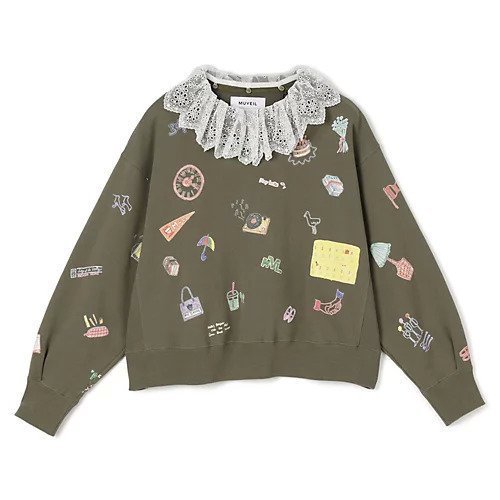【ミュベール/MUVEIL】のレース襟付き落書きプリントスウェットプルオーバー 人気、トレンドファッション・服の通販 founy(ファニー) ファッション Fashion レディースファッション Fashion for Women トップス・カットソー Cut & Sew Tops レディースパーカー・カジュアルフーディー Casual Hoodies & Sweatshirts カジュアルプルオーバー・ニットトップス Pullovers & Knit Tops / Casual Pullovers スウェット・クルーネックトップス Sweatshirts & Crewnecks / Relaxed Fit Sweat Tops タートルネック Turtleneck, High Neck プリント Print, Printed Pattern レース Lace, Lace Fabric 洗える Machine Washable other-1|ID: prp329100004809966 ipo3291000000034910193