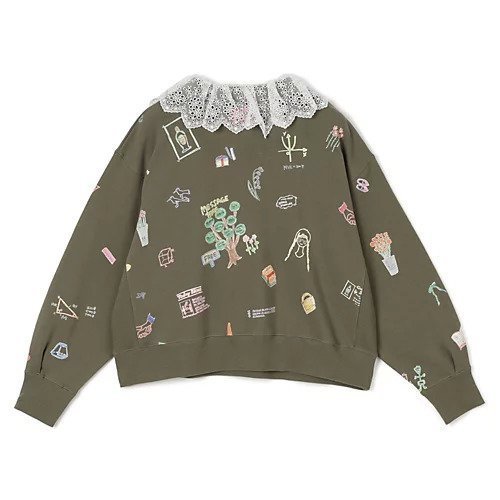 【ミュベール/MUVEIL】のレース襟付き落書きプリントスウェットプルオーバー 人気、トレンドファッション・服の通販 founy(ファニー) ファッション Fashion レディースファッション Fashion for Women トップス・カットソー Cut & Sew Tops レディースパーカー・カジュアルフーディー Casual Hoodies & Sweatshirts カジュアルプルオーバー・ニットトップス Pullovers & Knit Tops / Casual Pullovers スウェット・クルーネックトップス Sweatshirts & Crewnecks / Relaxed Fit Sweat Tops タートルネック Turtleneck, High Neck プリント Print, Printed Pattern レース Lace, Lace Fabric 洗える Machine Washable other-2|ID: prp329100004809966 ipo3291000000034910199