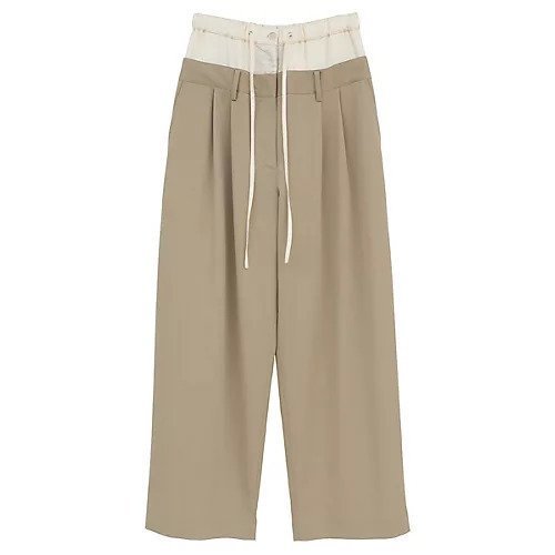 【クラネ/CLANE】のW WAIST WIDE SLACKS インテリア・キッズ・メンズ・レディースファッション・服の通販 founy(ファニー) ファッション Fashion レディースファッション Fashion for Women インナー Innerwear ドッキング Docking, Mixed Material ドローストリング Drawstring, Pull Cord エレガント 上品 Elegant BEIGE|ID: prp329100004809986 ipo3291000000034910665