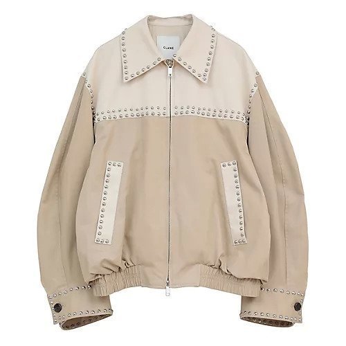 【クラネ/CLANE】のW COLOR STUDDED DRIZZLER JACKET インテリア・キッズ・メンズ・レディースファッション・服の通販 founy(ファニー) ファッション Fashion レディースファッション Fashion for Women アウター Coat / Outerwear Collection レディースジャケット・軽アウター Jackets ギャザー Gathered, Ruffled ジャケット Jacket, Outerwear スタッズ Studs, Metal Accents スプリング Spring, Spring Collection スリーブ Sleeve, Long Sleeve / Short Sleeve フロント Front, Front Design ワイド Wide, Wide Fit 春 Spring BEIGE|ID: prp329100004810004 ipo3291000000034910901