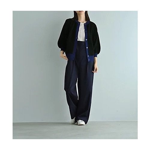 【スタイルデリ/STYLE DELI】の【BLK001】透かし編みバイカラー半袖カーディガン 人気、トレンドファッション・服の通販 founy(ファニー) 　ファッション　Fashion　レディースファッション　Fashion for Women　トップス・カットソー　Cut & Sew Tops　カーディガン・羽織り　Layered Style Cardigans　春　Spring　カーディガン　Cardigan, Knitwear　シアー　Sheer, See-Through　スリット　Slit, Slit Detail　透かし　Cut-Out, Lacework　定番　Standard, Basic Item　バランス　Balance, Style Balance　ベーシック　Basic, Essential　半袖　Short Sleeve, Half Sleeve　ミックス　Mix, Mixed Style　おすすめ　Recommended / Our Picks　夏　Summer　旅行　Travel　other-3|ID: prp329100004810969 ipo3291000000035903474