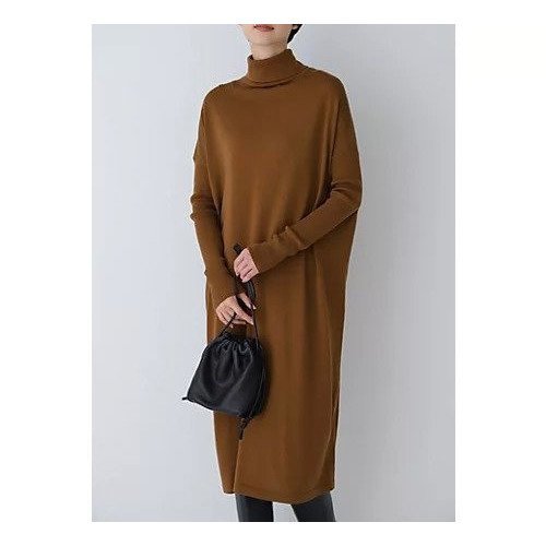 【ヒューマンウーマン/HUMAN WOMAN】のウール天竺タートルネックワンピース インテリア・キッズ・メンズ・レディースファッション・服の通販 founy(ファニー) ファッション Fashion レディースファッション Fashion for Women ワンピース Dresses おすすめ Recommended / Our Picks スタンダード Standard, Basic スニーカー Sneakers, Trainers スリット Slit, Slit Detail タートルネック Turtleneck, High Neck ハイネック High Neck, Mock Neck バランス Balance, Style Balance ロング Long, Long-Length キャメル|ID: prp329100004811007 ipo3291000000034921204