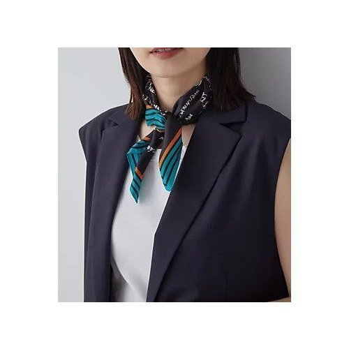 【ヒューマンウーマン/HUMAN WOMAN】の25thプリントシルクスカーフ 人気、トレンドファッション・服の通販 founy(ファニー) 　ファッション　Fashion　レディースファッション　Fashion for Women　コンパクト　Compact, Small Size　シルク　Silk, 100% Silk　シンプル　Simple, Minimal　スカーフ　Scarf, Neckwear　フレンチ　French, French Style　フレーム　Frame, Outline　プリント　Print, Printed Pattern　ボーダー　Border, Stripe　ランダム　Random, Irregular　 other-1|ID: prp329100004811025 ipo3291000000034921330