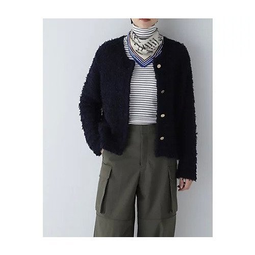 【ヒューマンウーマン/HUMAN WOMAN】の金ボタンニットジャケット インテリア・キッズ・メンズ・レディースファッション・服の通販 founy(ファニー) 　ファッション　Fashion　レディースファッション　Fashion for Women　アウター　Coat / Outerwear Collection　レディースジャケット・軽アウター　Jackets　おすすめ　Recommended / Our Picks　カーゴパンツ　Cargo Pants, Utility Pants　ジャケット　Jacket, Outerwear　スタンダード　Standard, Basic　ツイード　Twill, Twill Weave　デニム　Denim, Jeans Material　トレンド　Trend, Trending Now　パイピング　Piping, Trim Design　ボーダー　Border, Stripe　ポケット　Pocket, Pocket Detail　ネイビー|ID: prp329100004811043 ipo3291000000034921448