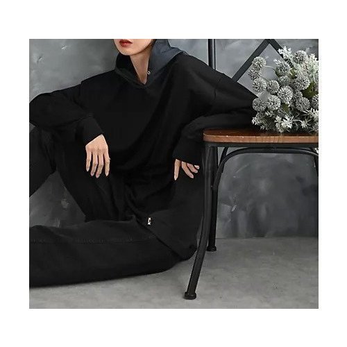 【スタイルデリ/STYLE DELI】の【BLK001】異素材使いフーディープルオーバー 人気、トレンドファッション・服の通販 founy(ファニー) 　ファッション　Fashion　レディースファッション　Fashion for Women　トップス・カットソー　Cut & Sew Tops　カジュアルプルオーバー・ニットトップス　Pullovers & Knit Tops / Casual Pullovers　カットソー　Cut and Sewn Top　スリット　Slit, Slit Detail　チェック　Check, Plaid, Tartan　定番　Standard, Basic Item　ブラウジング　Blouson Silhouette, Cinched Waist　おすすめ　Recommended / Our Picks　夏　Summer　旅行　Travel　other-2|ID: prp329100004815841 ipo3291000000034979410