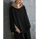 【スタイルデリ/STYLE DELI】の【BLK001】異素材使いフーディープルオーバー ブラック×ベージュ|ID: prp329100004815841 ipo3291000000035915069