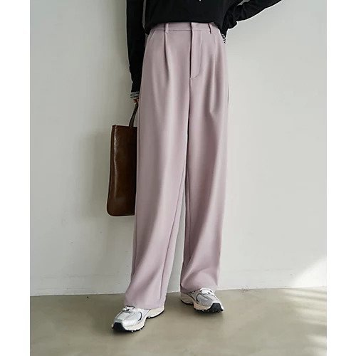 【スタイルデリ/STYLE DELI】の裏地付きストレッチツイルワイドパンツ インテリア・キッズ・メンズ・レディースファッション・服の通販 founy(ファニー) 　ファッション　Fashion　レディースファッション　Fashion for Women　パンツ　Pants & Trousers　イエロー　Yellow　シンプル　Simple, Minimal　スタイリッシュ　Stylish, Fashionable　ストレッチ　Stretch, Stretchy Fabric　ストレート　Straight, Straight Cut　スリット　Slit, Slit Detail　センター　Center, Center Line　パープル　Purple, Violet　フロント　Front, Front Design　ポケット　Pocket, Pocket Detail　ラベンダー　Lavender　ループ　Loop, Loop Knit　ワイド　Wide, Wide Fit　冬　Winter / This Winter　ビジネス 仕事 通勤　Business / Work / Commuting　ラベンダー|ID: prp329100004815843 ipo3291000000034979425